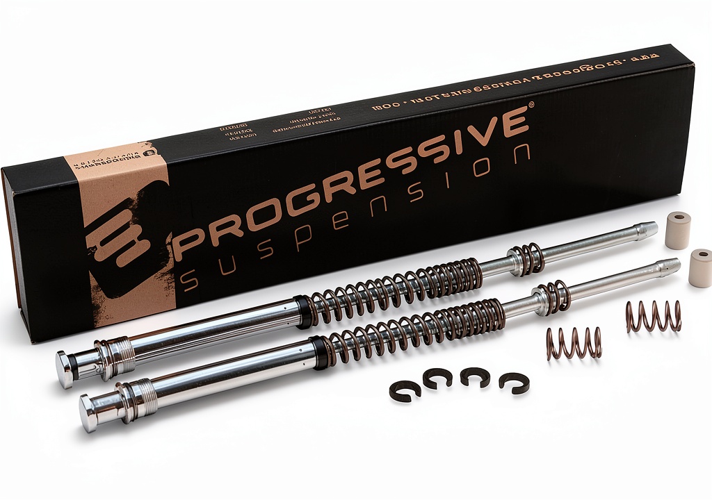 Progressive Suspension monotube fork kit installed on a street cruiser motorcycle